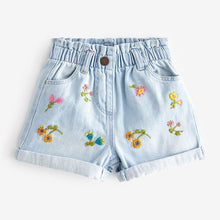 Load image into Gallery viewer, Blue Denim Embroidered Flower Shorts (3mths-6yrs)
