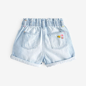 Blue Denim Embroidered Flower Shorts (3mths-6yrs)