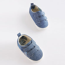 Load image into Gallery viewer, Blue Elephant Two Strap Baby Pram Shoes (0-24mths)
