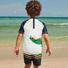 Load image into Gallery viewer, 2-Piece Rash Vest And Shorts Set Navy/White Snorkel Croc (3mths-5yrs)
