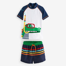 Load image into Gallery viewer, 2-Piece Rash Vest And Shorts Set Navy/White Snorkel Croc (3mths-5yrs)
