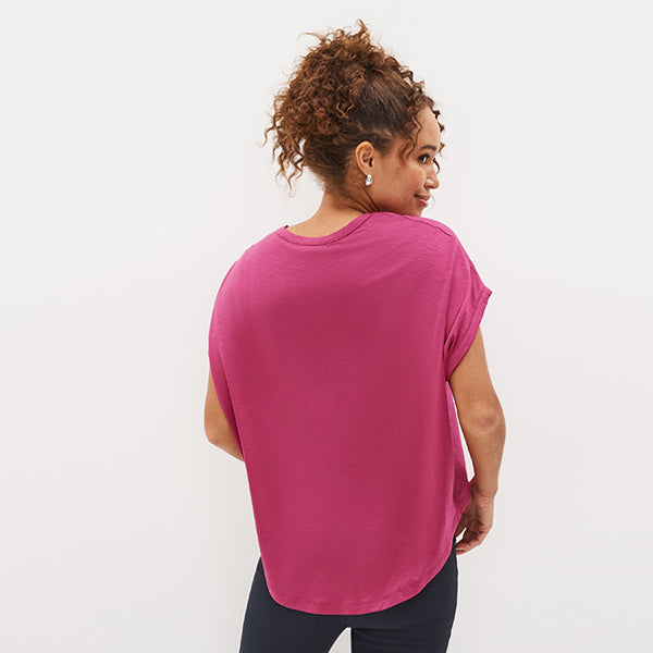 Pink Short Sleeve Cupro Woven Mix Boxy T-Shirt