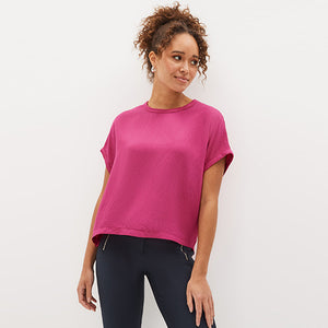 Pink Short Sleeve Cupro Woven Mix Boxy T-Shirt