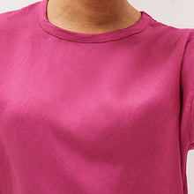 Load image into Gallery viewer, Pink Short Sleeve Cupro Woven Mix Boxy T-Shirt

