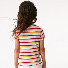 Load image into Gallery viewer, Rainbow Stripes Short Sleeve Rib T-Shirt (3-12yrs)
