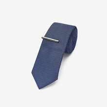 Load image into Gallery viewer, Damson Blue Textured Tie And Clip Set
