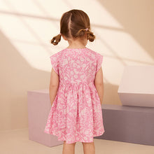 Load image into Gallery viewer, Pink Floral 100% Cotton Button Through Summer Dress (3mths-5-6yrs)
