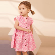 Load image into Gallery viewer, Pink Floral 100% Cotton Button Through Summer Dress (3mths-5-6yrs)
