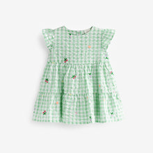 Load image into Gallery viewer, Green Check Embroidery Baby Dress (0mths-18mths)
