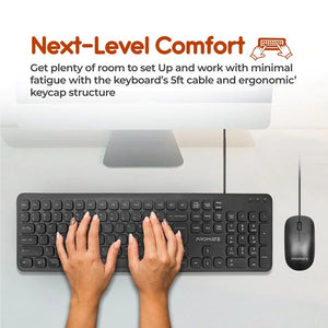 PROMATE Quiet Key Wired Compact KeyBoard & Mouse