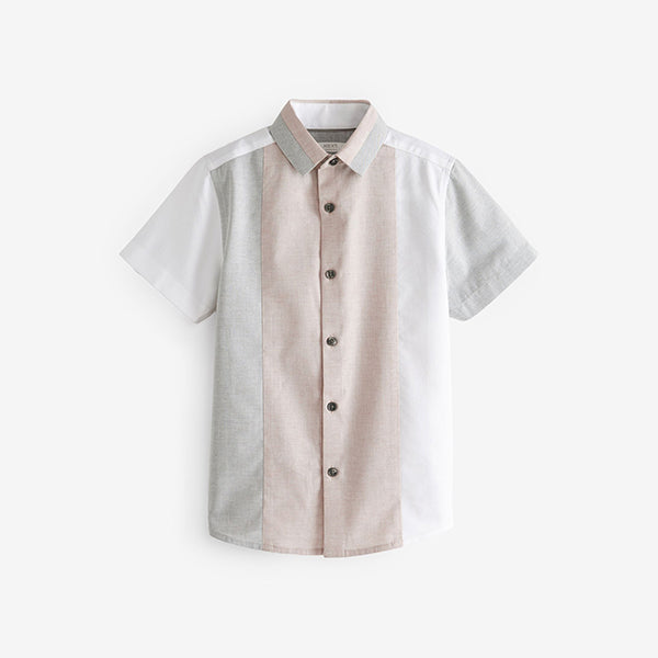 Neutral Short Sleeve Colourblock Shirt (3-12yrs)