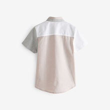 Load image into Gallery viewer, Neutral Short Sleeve Colourblock Shirt (3-12yrs)
