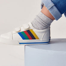 Load image into Gallery viewer, White Rainbow Stripe Strap Touch Fastening Shoes (Younger Boys)
