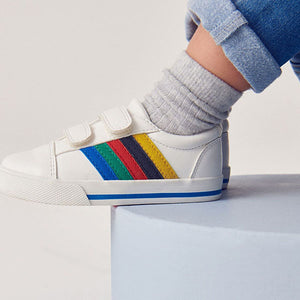 White Rainbow Stripe Strap Touch Fastening Shoes (Younger Boys)