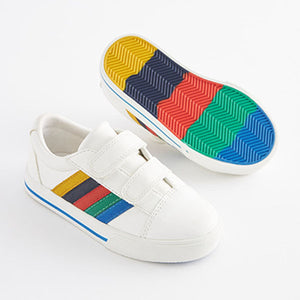 White Rainbow Stripe Strap Touch Fastening Shoes (Younger Boys)
