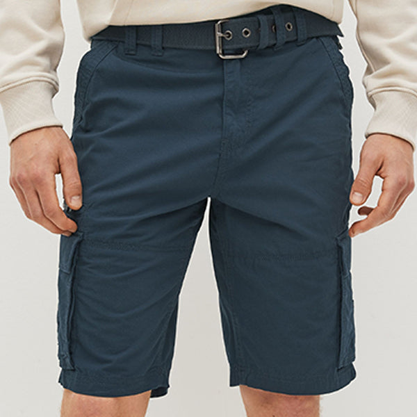 Navy Blue Belted Cargo Shorts