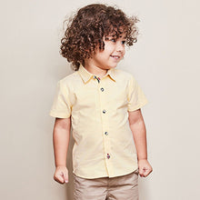 Load image into Gallery viewer, Yellow Short Sleeve Trimmed Oxford Shirt (3mths-6yrs)
