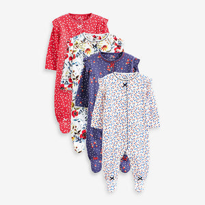 Red/Blue Baby Sleepsuit 4 Pack (0-18mths)