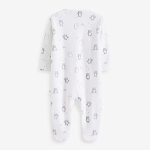 Monochrome Monochrome Bear Baby Sleepsuits 3 Pack (0-2yrs)