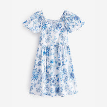 Load image into Gallery viewer, Blue Floral Angel Sleeve Dress (3-12yrs)
