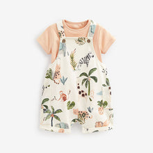 Load image into Gallery viewer, Ecru Safari Jersey Short Baby Dungaree and Bodysuit Set (0mths-18mths)
