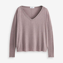 Load image into Gallery viewer, Lilac Purple Raw Edge V-Neck Long Sleeve Top
