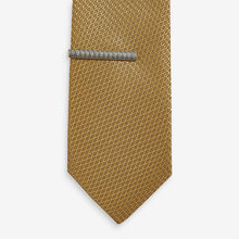 Load image into Gallery viewer, Mustard Yellow Textured Tie And Clip Set
