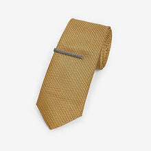 Load image into Gallery viewer, Mustard Yellow Textured Tie And Clip Set
