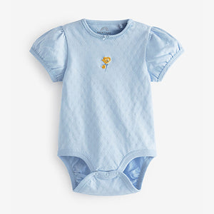 Yellow/Blue Baby Short Sleeve Bodysuits 4 Pack (0mth-2yrs)