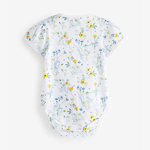 Yellow/Blue Baby Short Sleeve Bodysuits 4 Pack (0mth-2yrs)