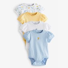 Load image into Gallery viewer, Yellow/Blue Baby Short Sleeve Bodysuits 4 Pack (0mth-2yrs)
