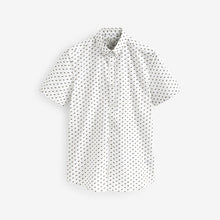 Load image into Gallery viewer, White Stretch Oxford Printed Short Sleeve Shirt
