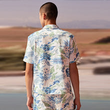 Load image into Gallery viewer, Ecru White Hawaiian Printed Short Sleeve Shirt
