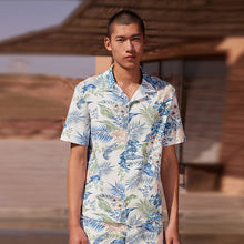 Load image into Gallery viewer, Ecru White Hawaiian Printed Short Sleeve Shirt
