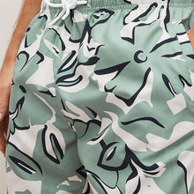 Load image into Gallery viewer, Green Floral Printed Swim Shorts
