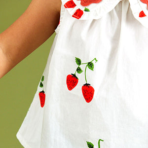 Red Strawberry Print Blouse (3mths-6yrs)