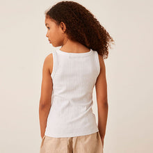 Load image into Gallery viewer, White Ribbed Vest (3-12yrs)
