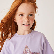 Load image into Gallery viewer, Purple Star Short Sleeve Sequin T-Shirt (3-12yrs)
