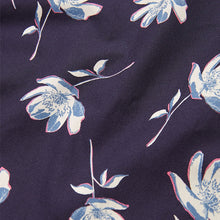 Load image into Gallery viewer, Blue Navy Floral Regular Fit  Printed Trimmed Short Sleeve Shirt
