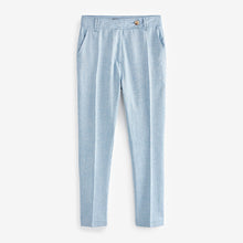 Load image into Gallery viewer, Blue Chambray Linen Blend Textured Taper Trousers
