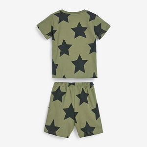 Khaki/Blue Star 3 Pack Short Pyjamas (12mths-6yrs)