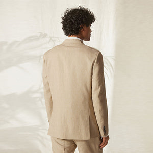 Stone Tailored Fit Linen Blend Suit Jacket
