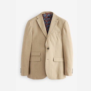 Stone Tailored Fit Linen Blend Suit Jacket