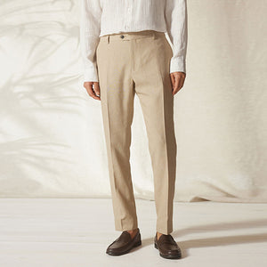 Stone Tailored Fit Linen Blend Suit: Trousers