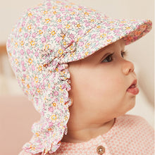 Load image into Gallery viewer, Pink Ditsy Broderie Legionnaire Baby Hat (0mths-18mths)
