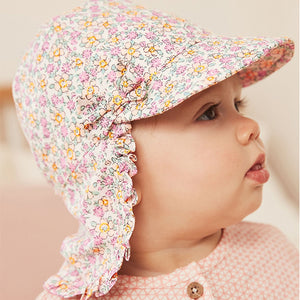 Pink Ditsy Broderie Legionnaire Baby Hat (0mths-18mths)