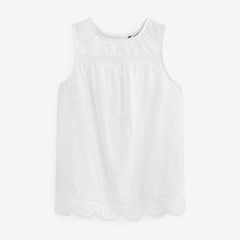 Load image into Gallery viewer, White Sleeveless Broderie 100% Cotton Shell Top

