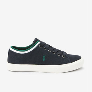 Navy Blue Collared Canvas Trainers
