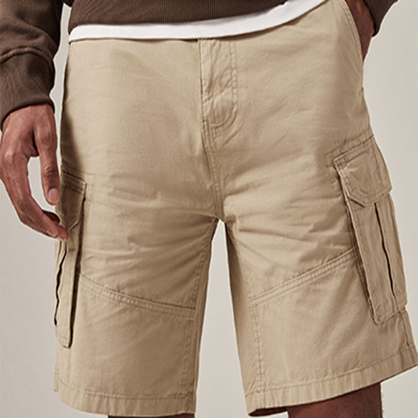 Stone Natural 100% Cotton Cargo Shorts