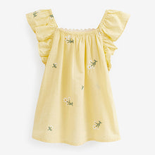 Load image into Gallery viewer, Lemon Yellow Embroidered Frill Dress (3mths-6yrs)
